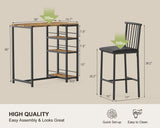 The Bar Table and Chairs Set for 2 with 3 Storage Shelves - Brown