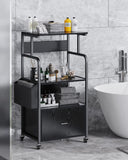 3 Tier Kitchen Storage Stand with Drawer and Side Hook - Black