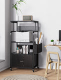 3 Tier Home Office Storage Stand with Drawer - Black