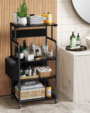 4 Tier Kitchen Microwave Rack with Storage Bag - Black