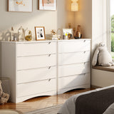 4 Drawer Dresser with Storage and Cut-Out Handles - White