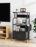 3 Tier Home Office Storage Stand with Drawer - Black
