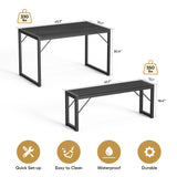 45.5" Dining Table Set for 4 with 2 Benches - Black