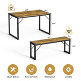 45.5" Dining Table Set for 4 with 2 Benches - Retro