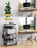 4 Tier Home Office Printer Stand with Storage - Black