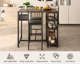 The Bar Table and Chairs Set for 2 with 3 Storage Shelves - Gray