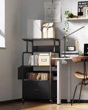 3 Tier Kitchen Storage Stand with Drawer and Side Hook - Black